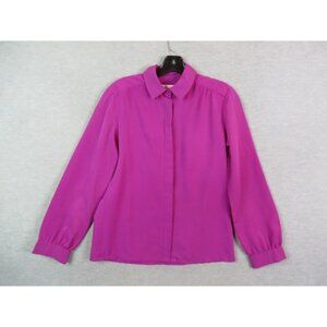 Pendleton Womens Shirt L Purple Button Up Chiffon Lightweight Retro Sophisticate